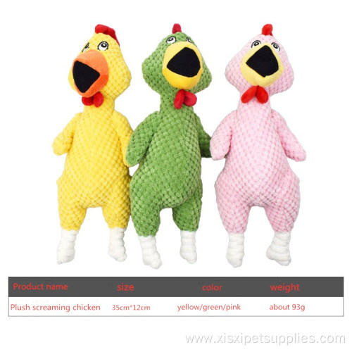 Colorful Screaming Chicken dog plush toy with sound